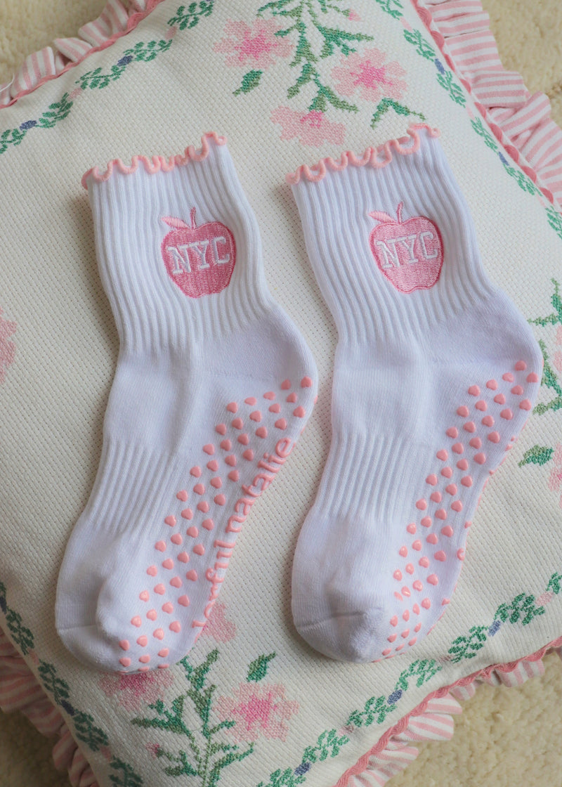 NYC Pink Apple Grip Socks