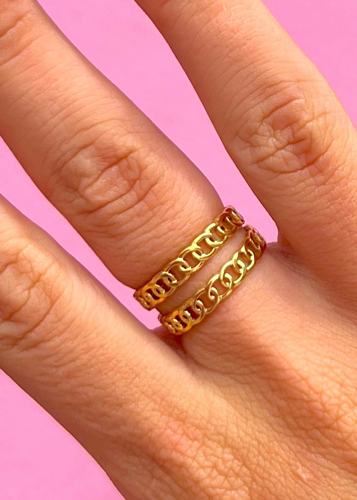 Double Layered Gold Chain Ring