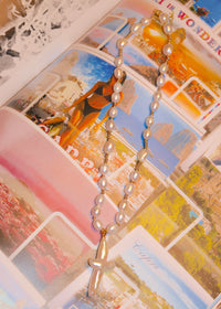 Freshwater Pearl Beaded Cross Necklace