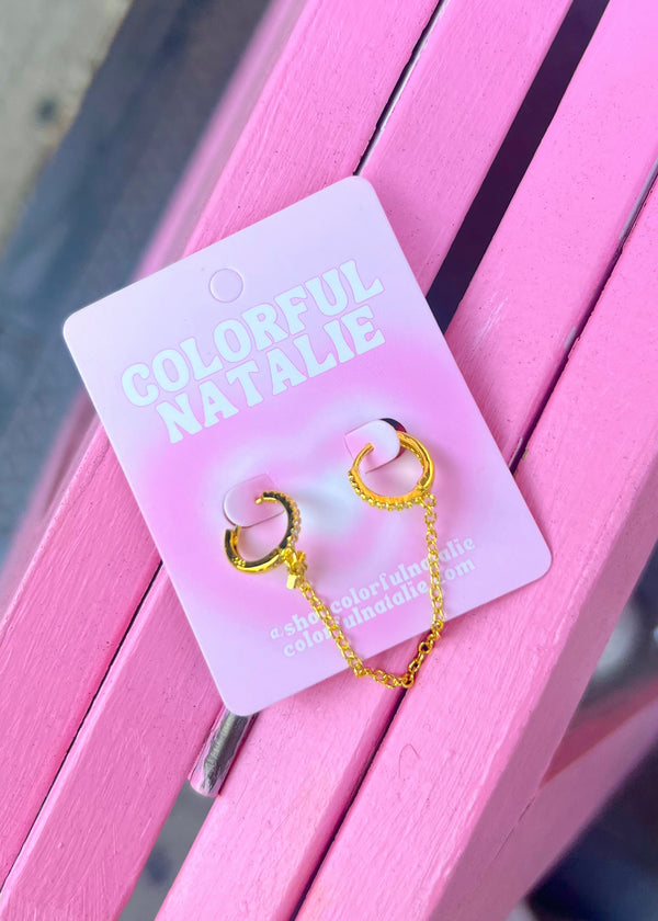 18k Gold Hanging Star Huggies