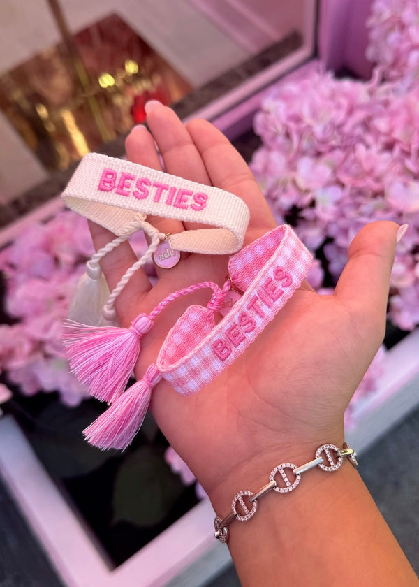 Besties Pink Woven Bracelet