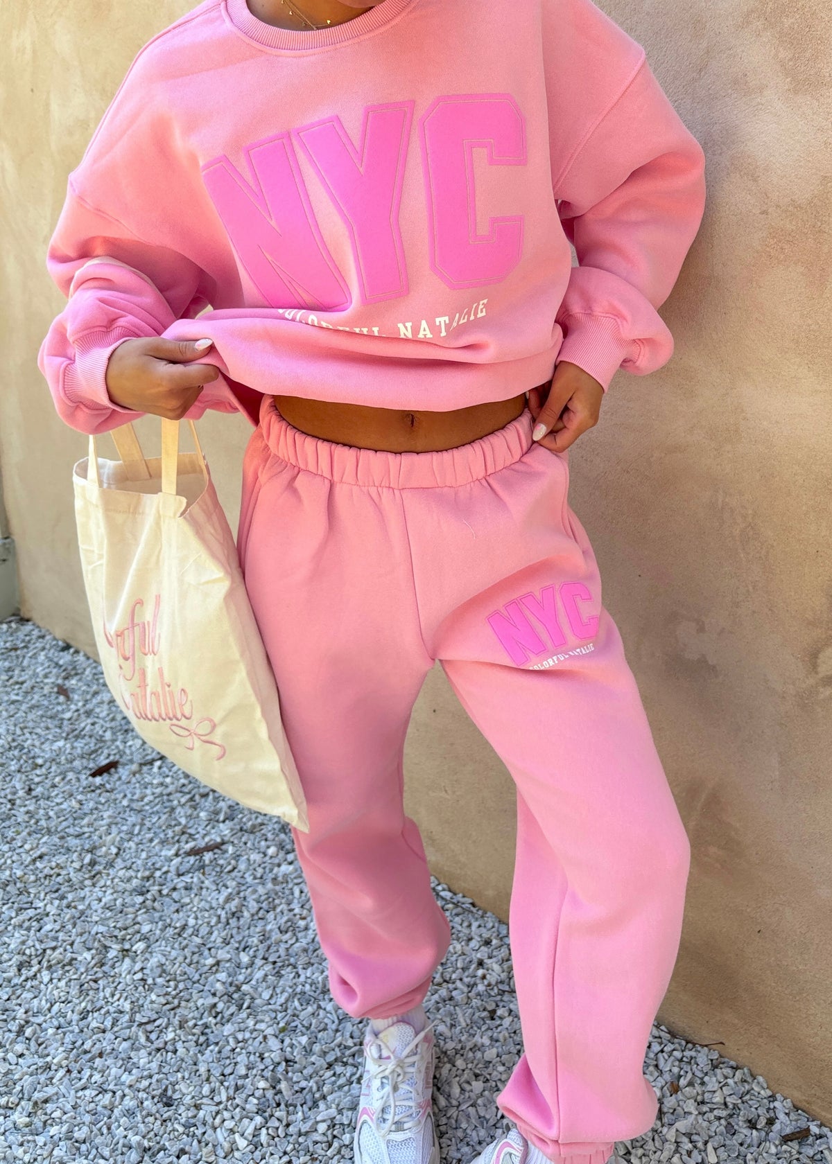 NYC Pink Puff Print Sweatpants