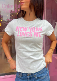 New York Loves Me Grey Baby Tee