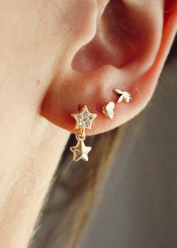 18k Gold Double Star Studs