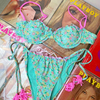 Jordana Green Floral Bikini Set