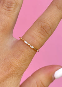 Mini Gold Bow CZ Band Ring