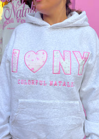 I Heart NY Grey Embroidered Hoodie