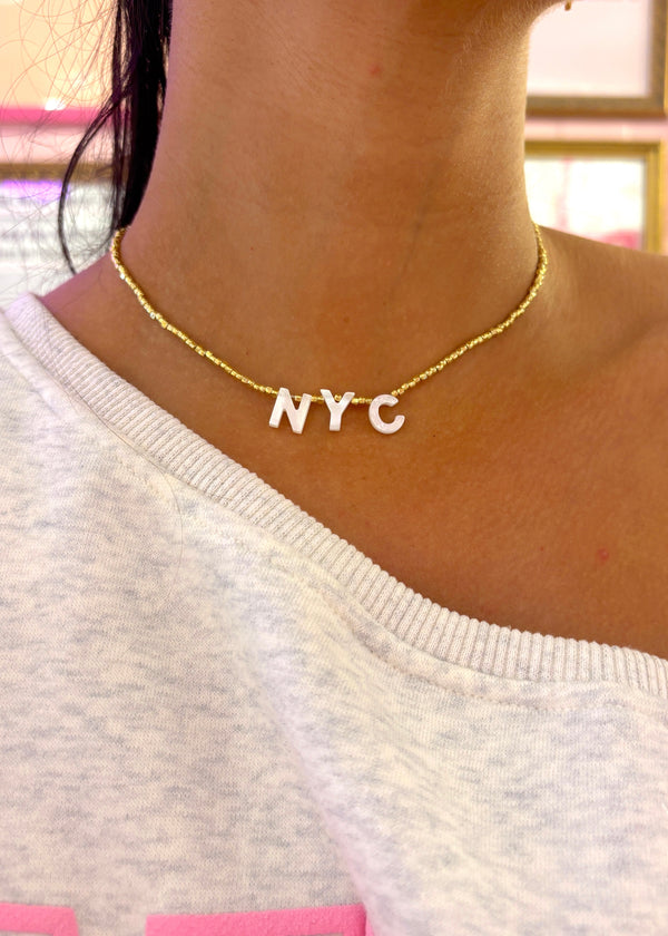 NYC Gold Beaded Necklace