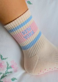 New York Blue Stripe Grip Socks