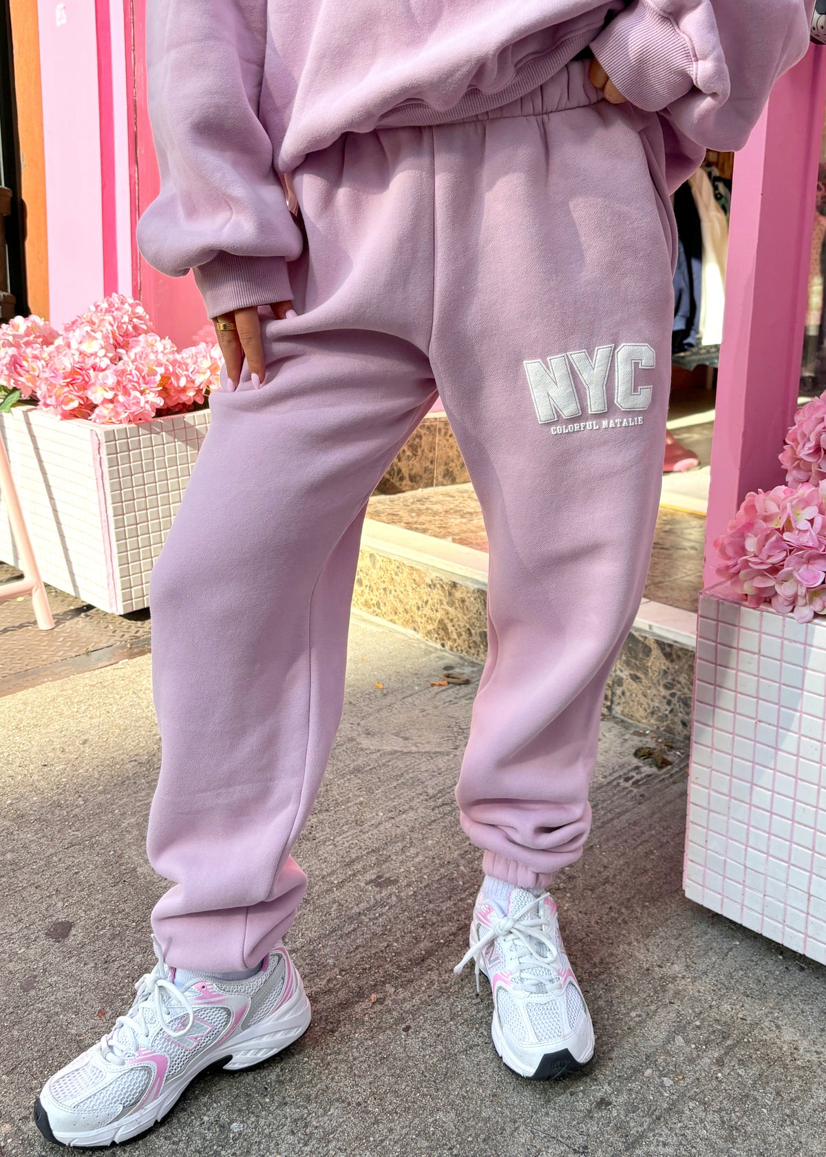 NYC Lilac Puff Print Sweatpants