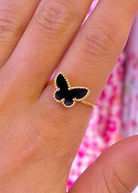 Black Butterfly 18k Gold Ring