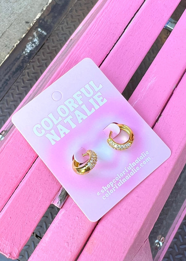 18k Gold Mini CZ Huggies