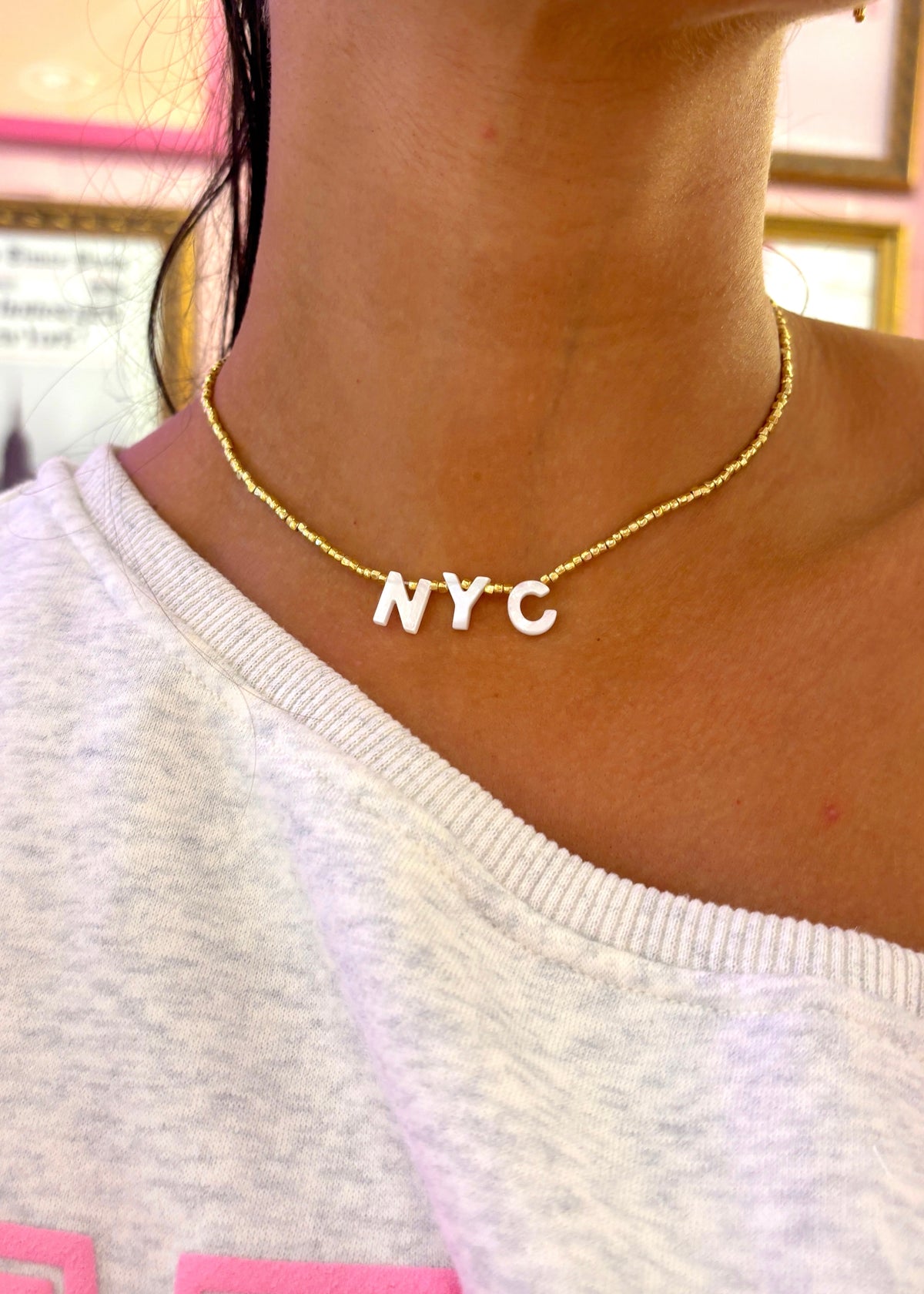 NYC Gold Beaded Necklace