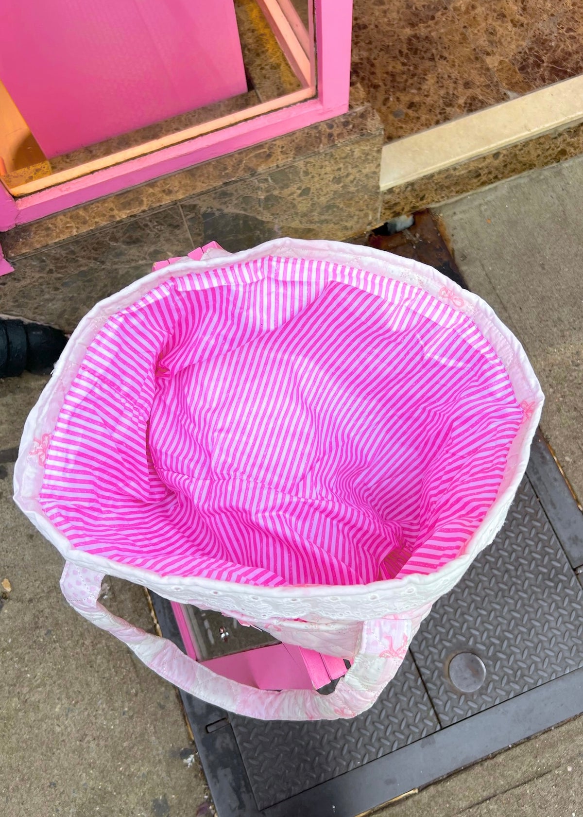 Pink Bow Quilted Patchwork Tote