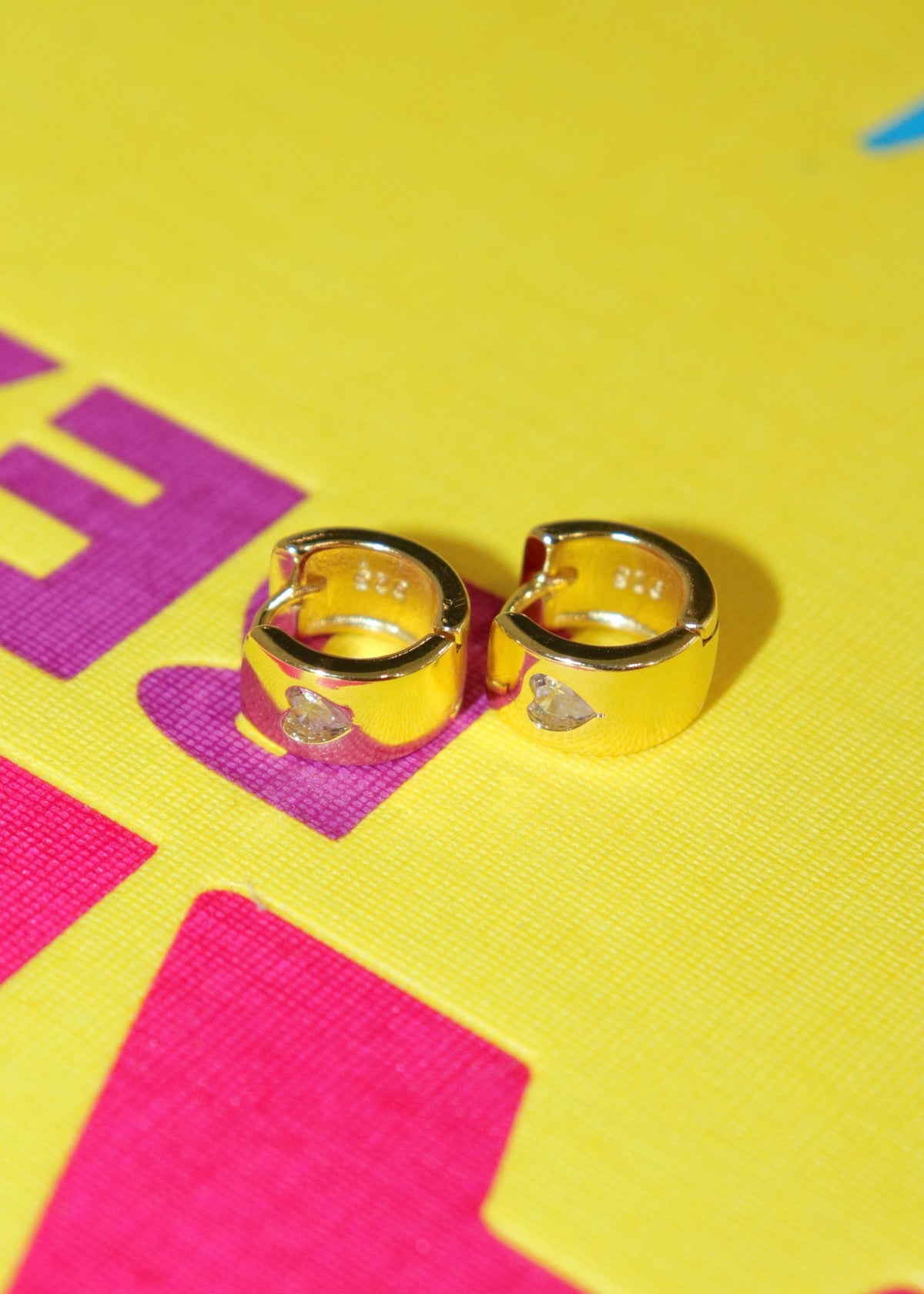 18k Gold Heart Chunky Huggies