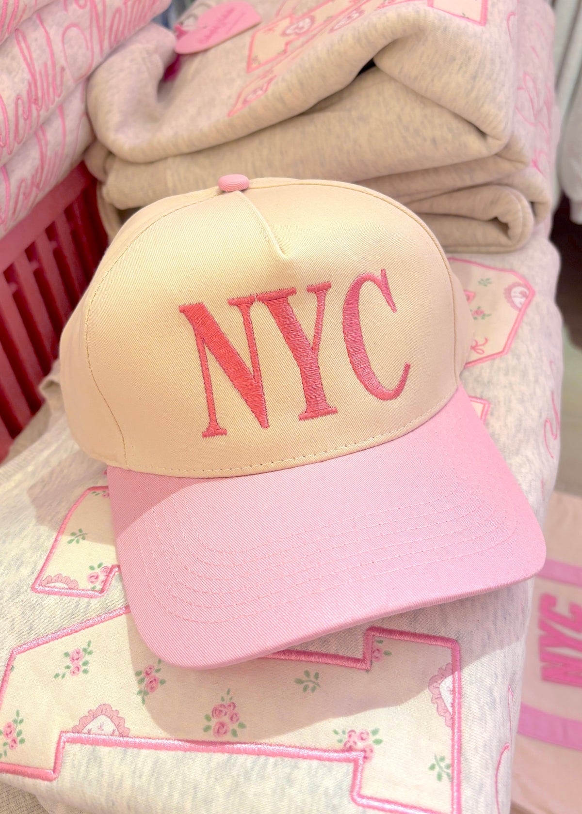 NYC Pink Embroidered Hat