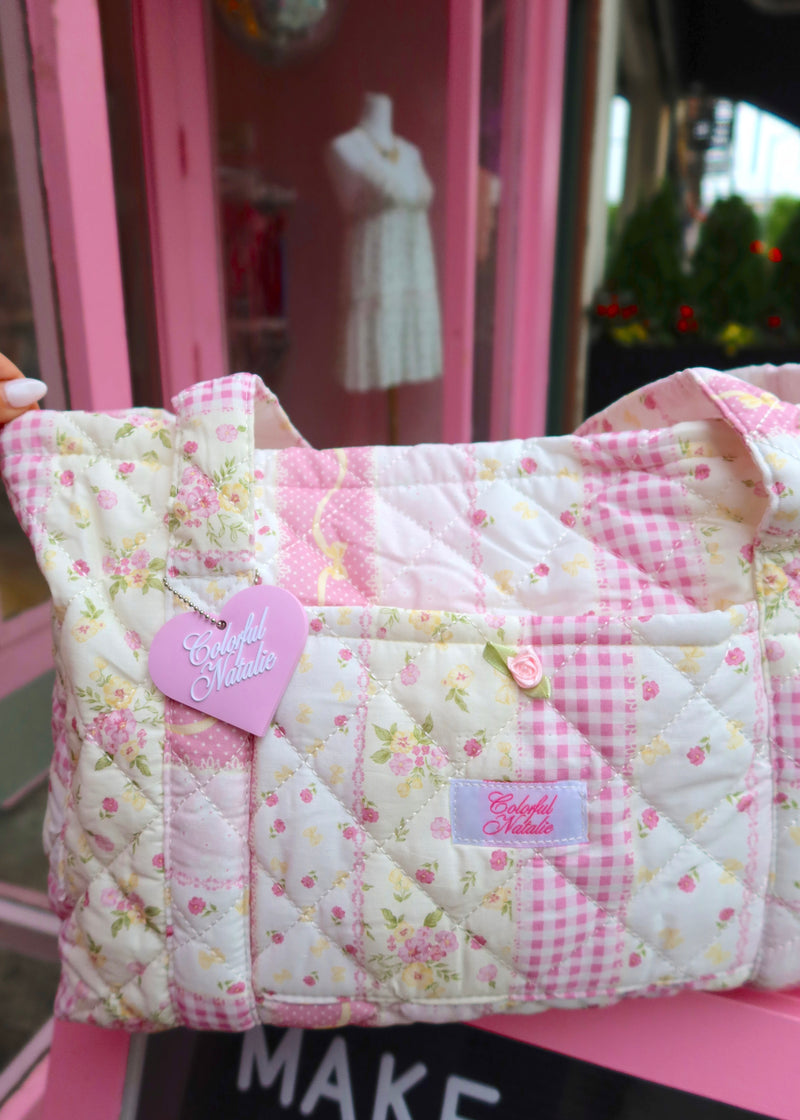 Pink Quilted Patchwork Tote