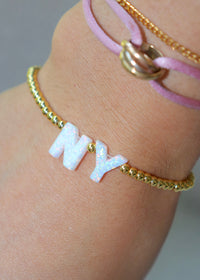 14k Gold Filled Opal Mini Clover Clasp Bracelet