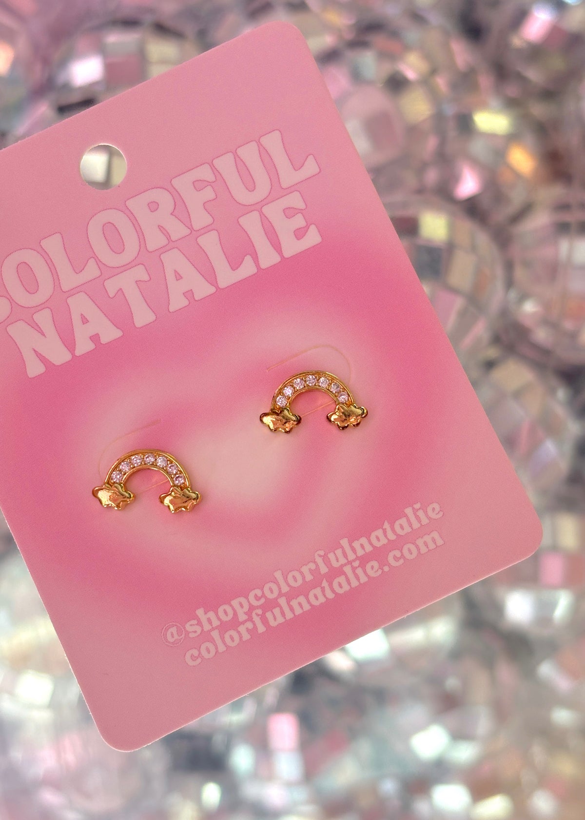 18k Gold CZ Rainbow Studs