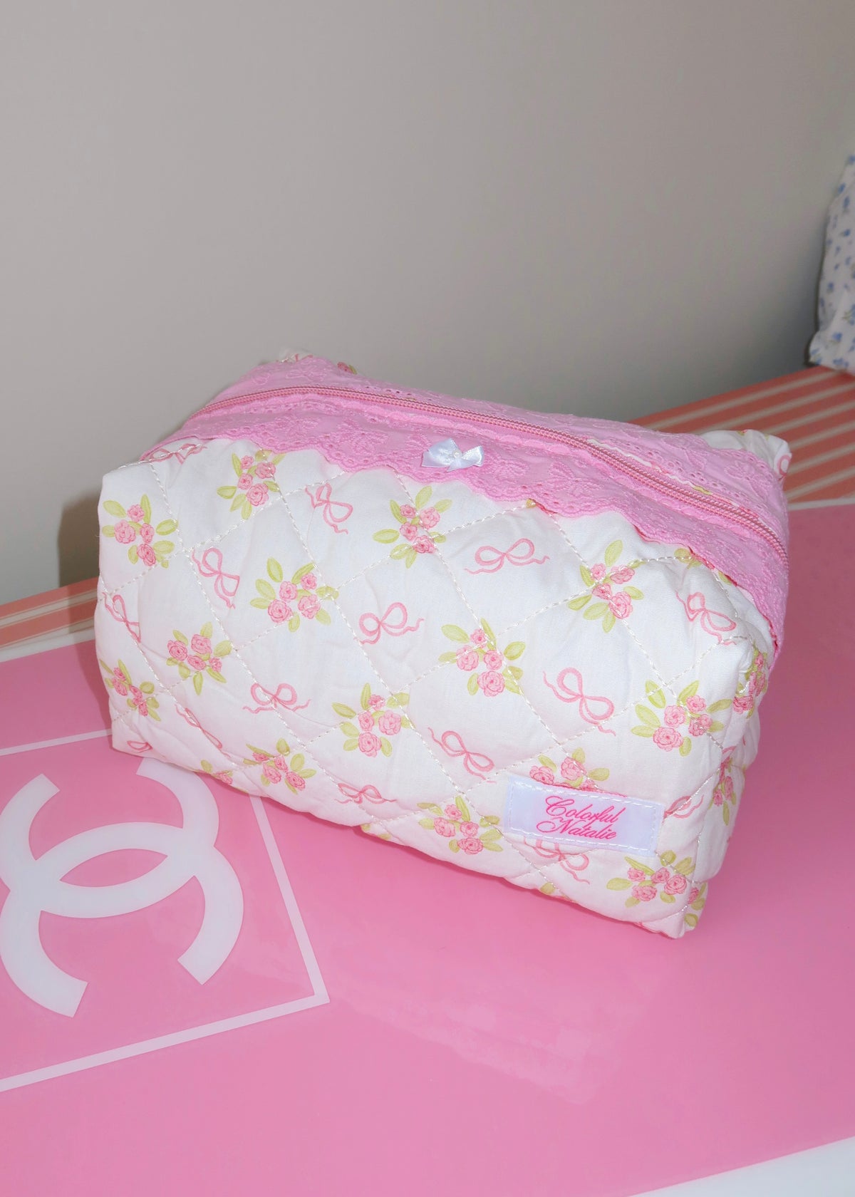 Hearts On Florals XL Makeup Bag