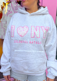 I Heart NY Grey Embroidered Hoodie