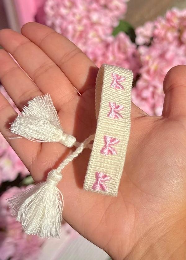Pink Bows Woven Bracelet