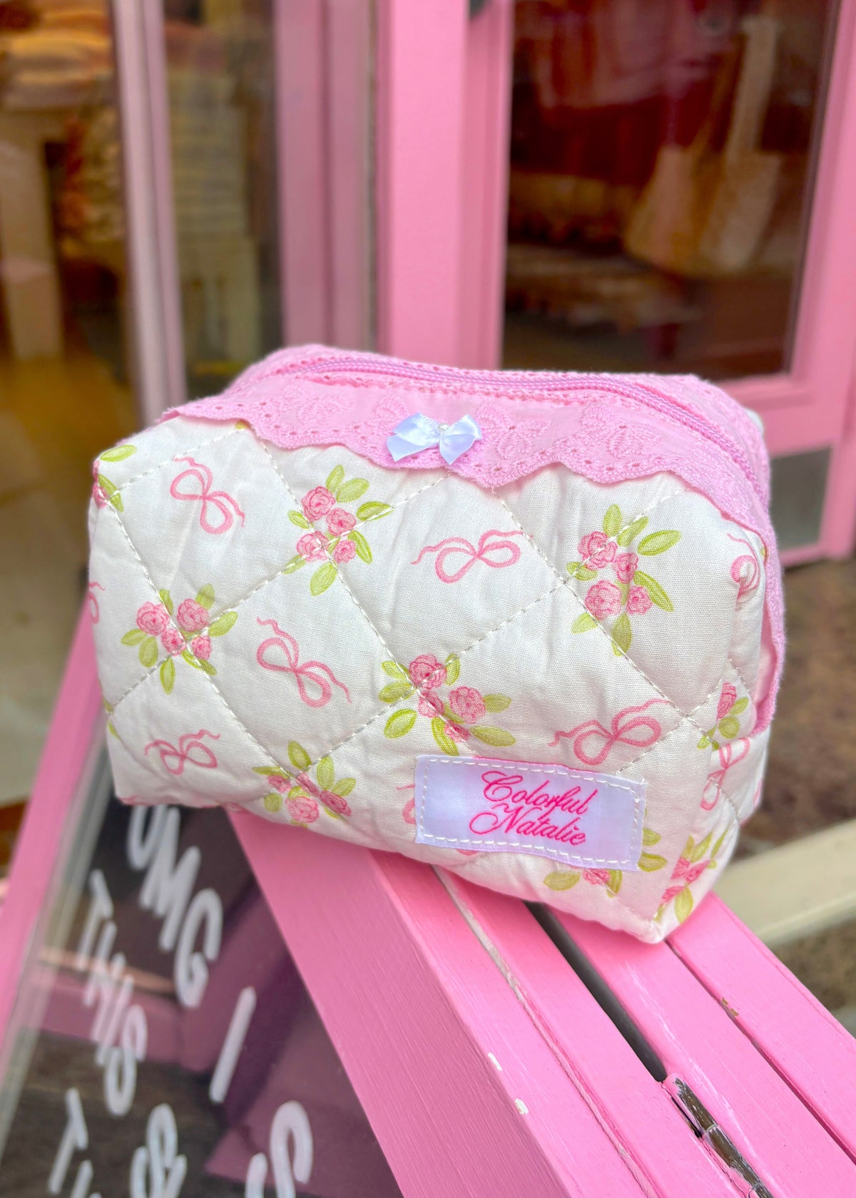 Floral Bows Makeup Bag