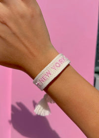 New York Pink Embroidered Bracelet
