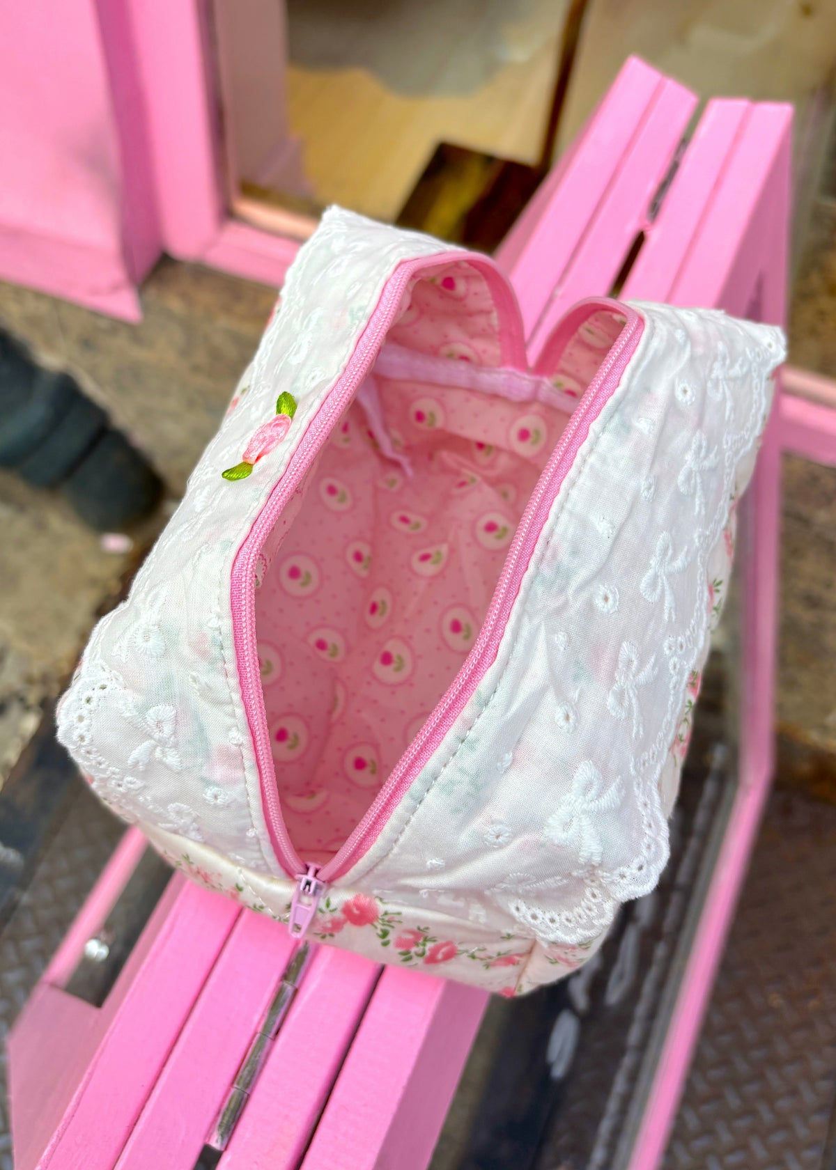 Bows On Florals Makeup Bag