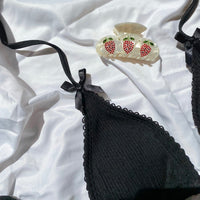 Gwen Black Ribbed Bow Bikini Set