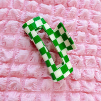 Green Checkered Hair Clip