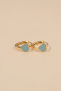 18k Gold Blue Heart Huggies