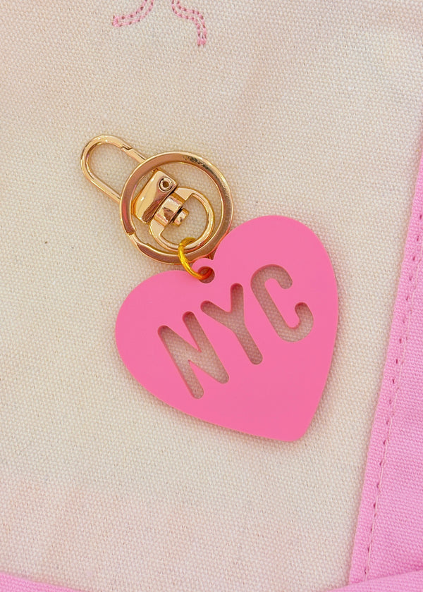 NYC Pink Heart Keychain