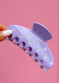 Purple Flower CZ Studded Hair Clip