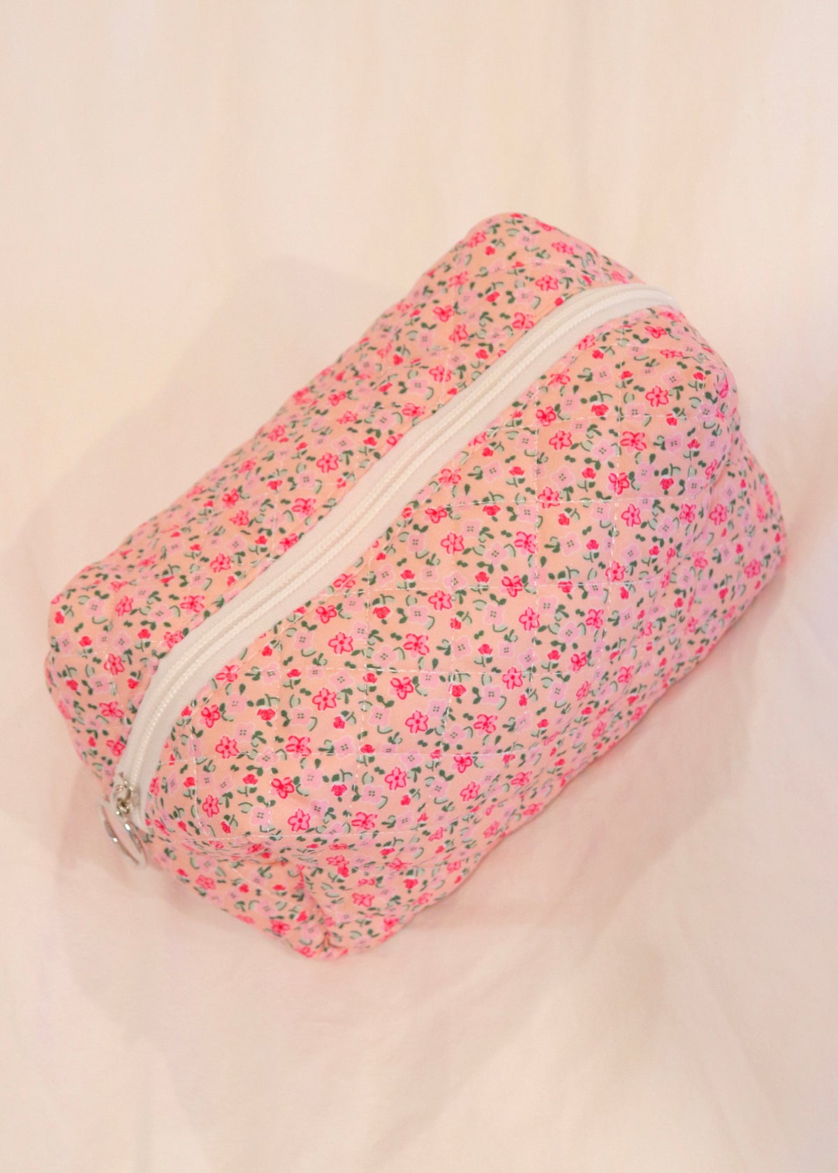 Orange Floral Print Makeup Bag