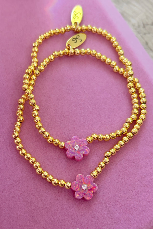 Opal Flower Gem 18k Gold Bracelet