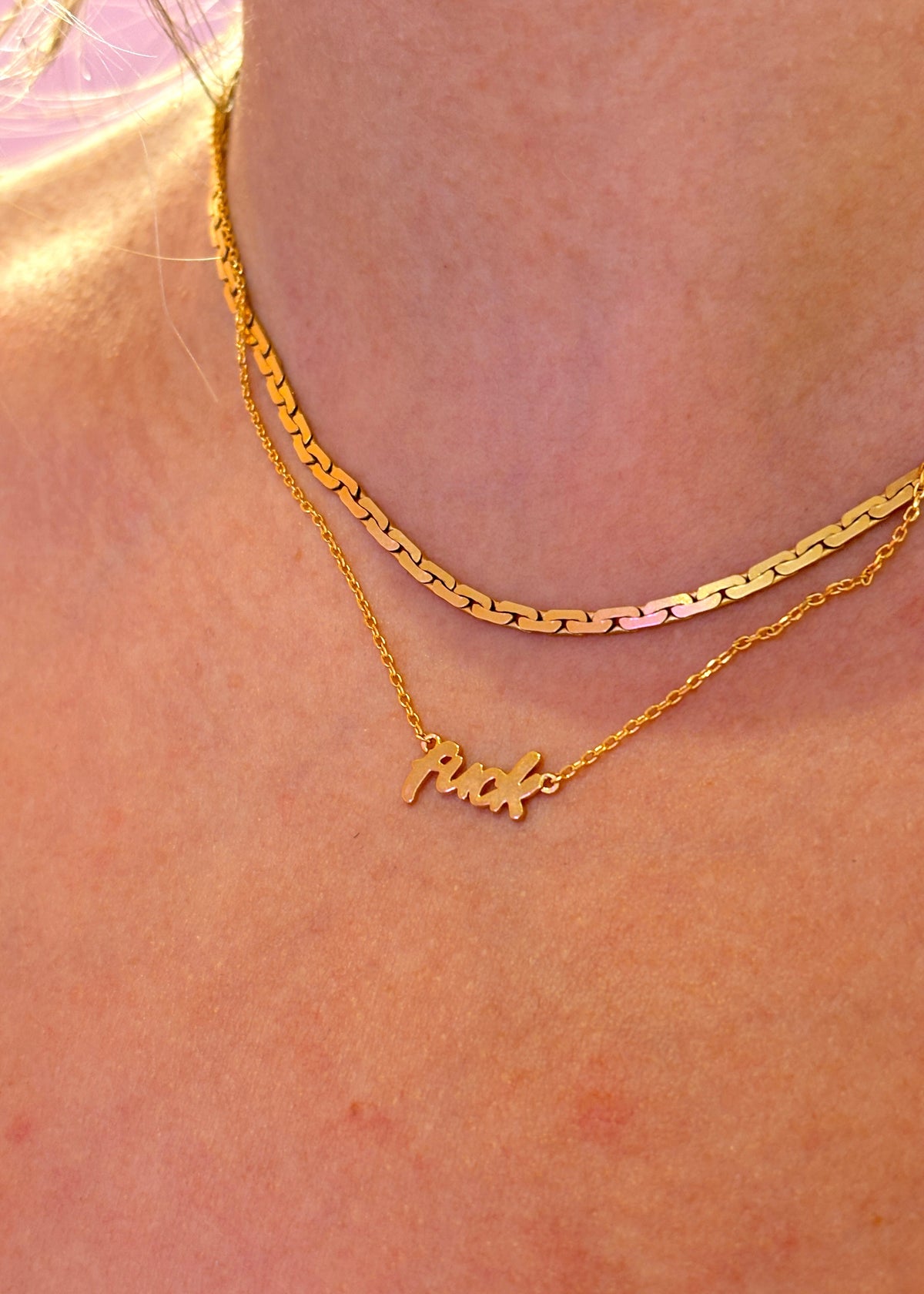 Gold Expletive Pendant Necklace