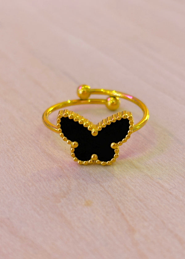 Black Butterfly 18k Gold Ring