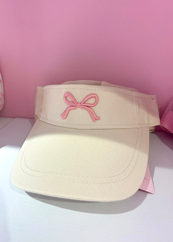 Pink Embroidered Bow Visor