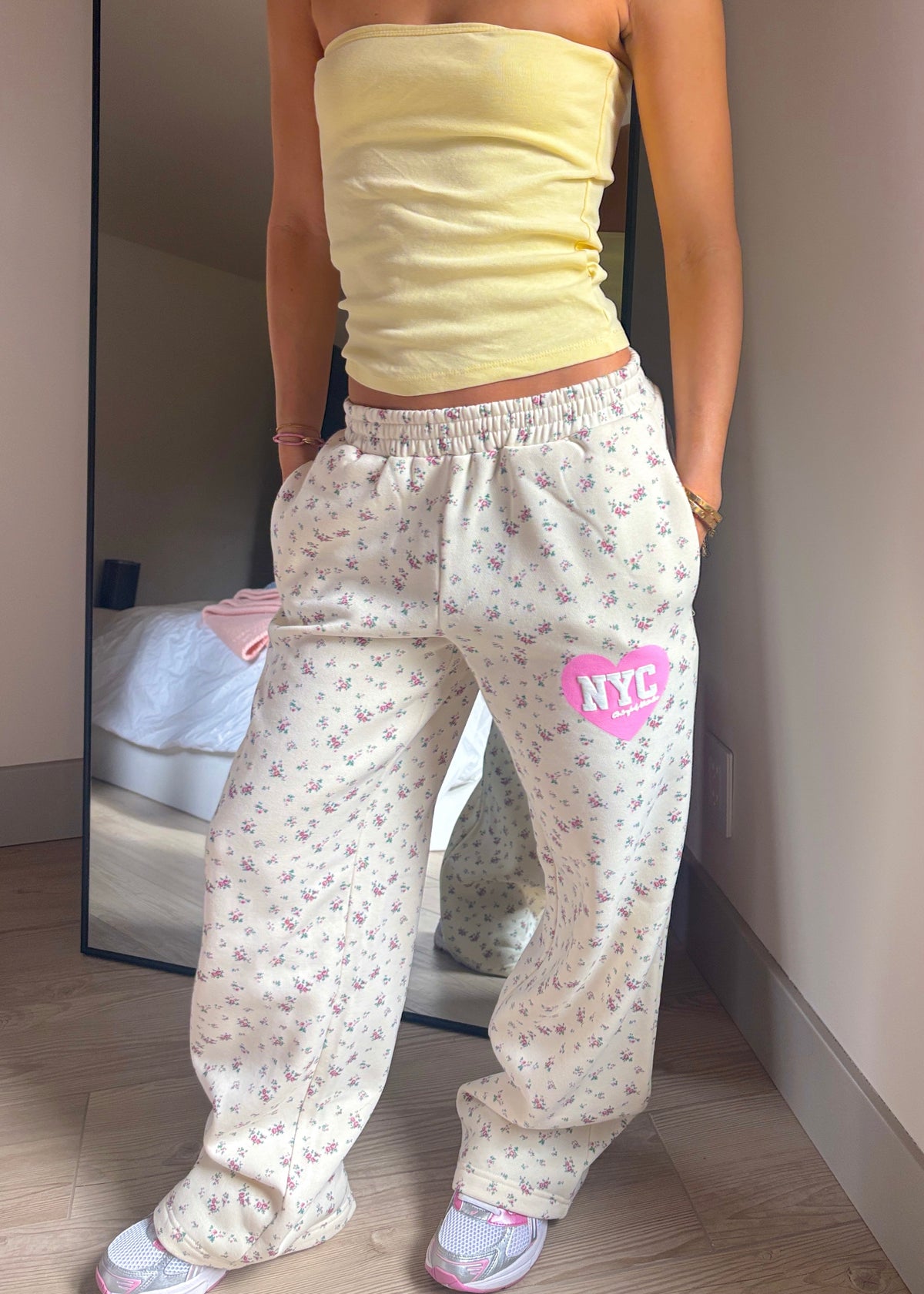 NYC Floral Heart Puff Sweatpants