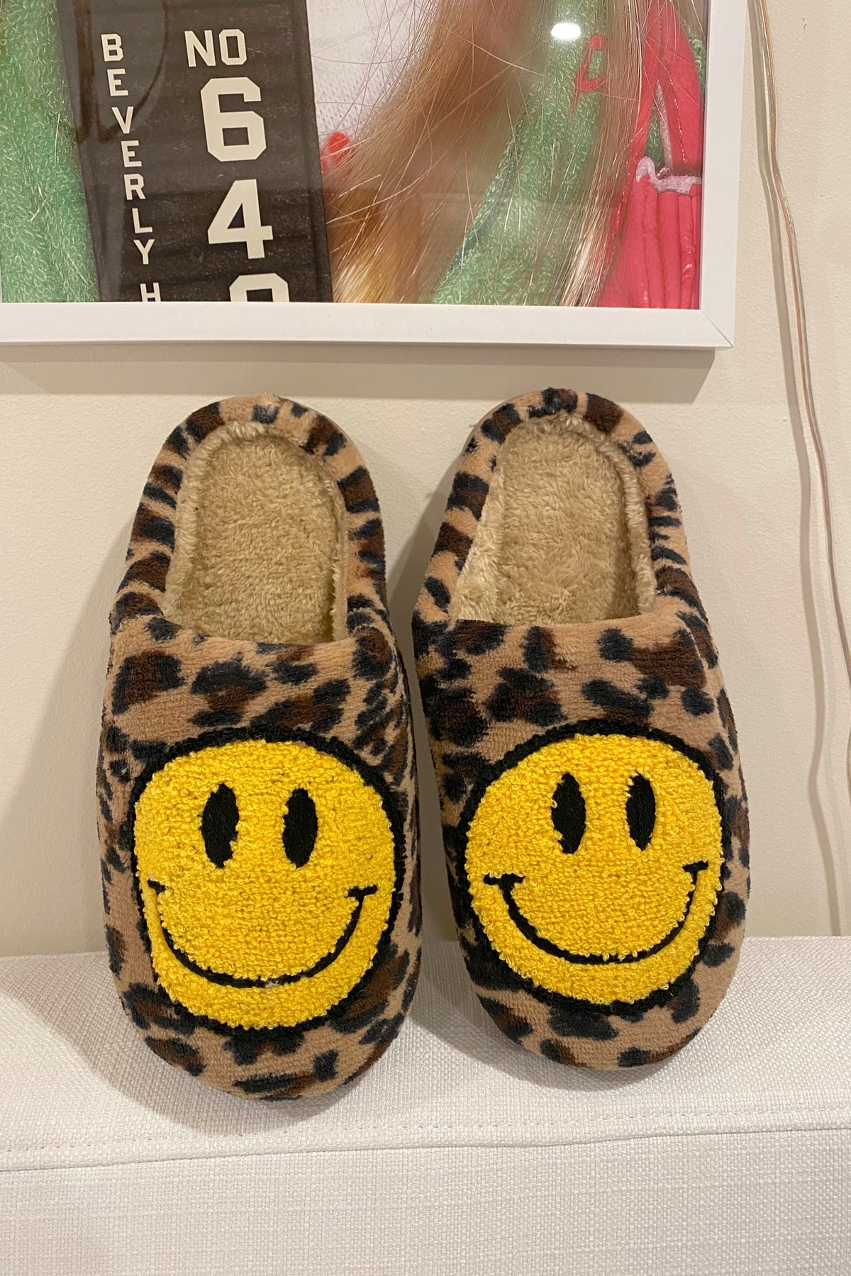 Leopard Yellow Smiley Slippers