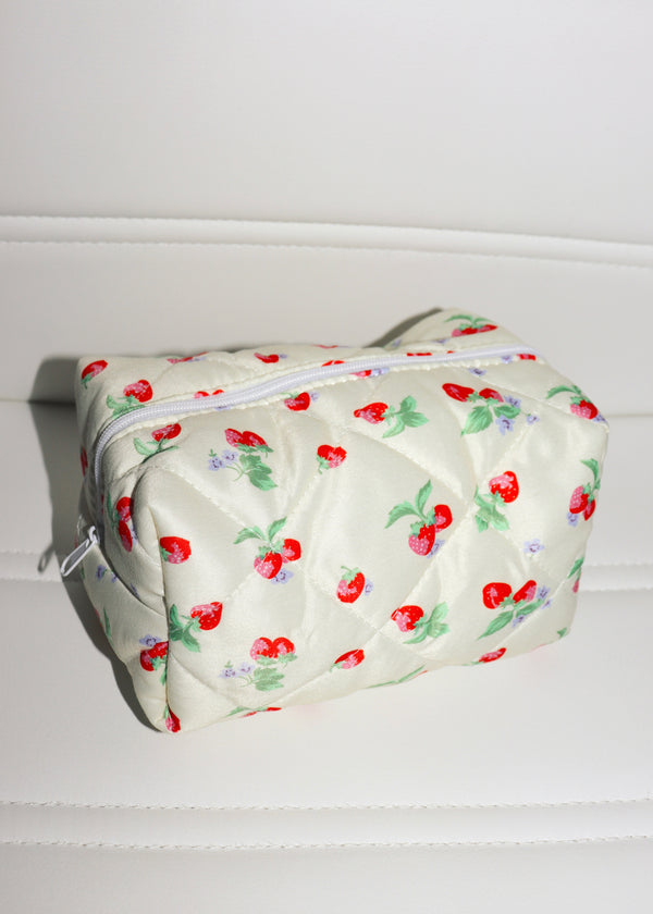 Yellow Strawberry Makeup Bag