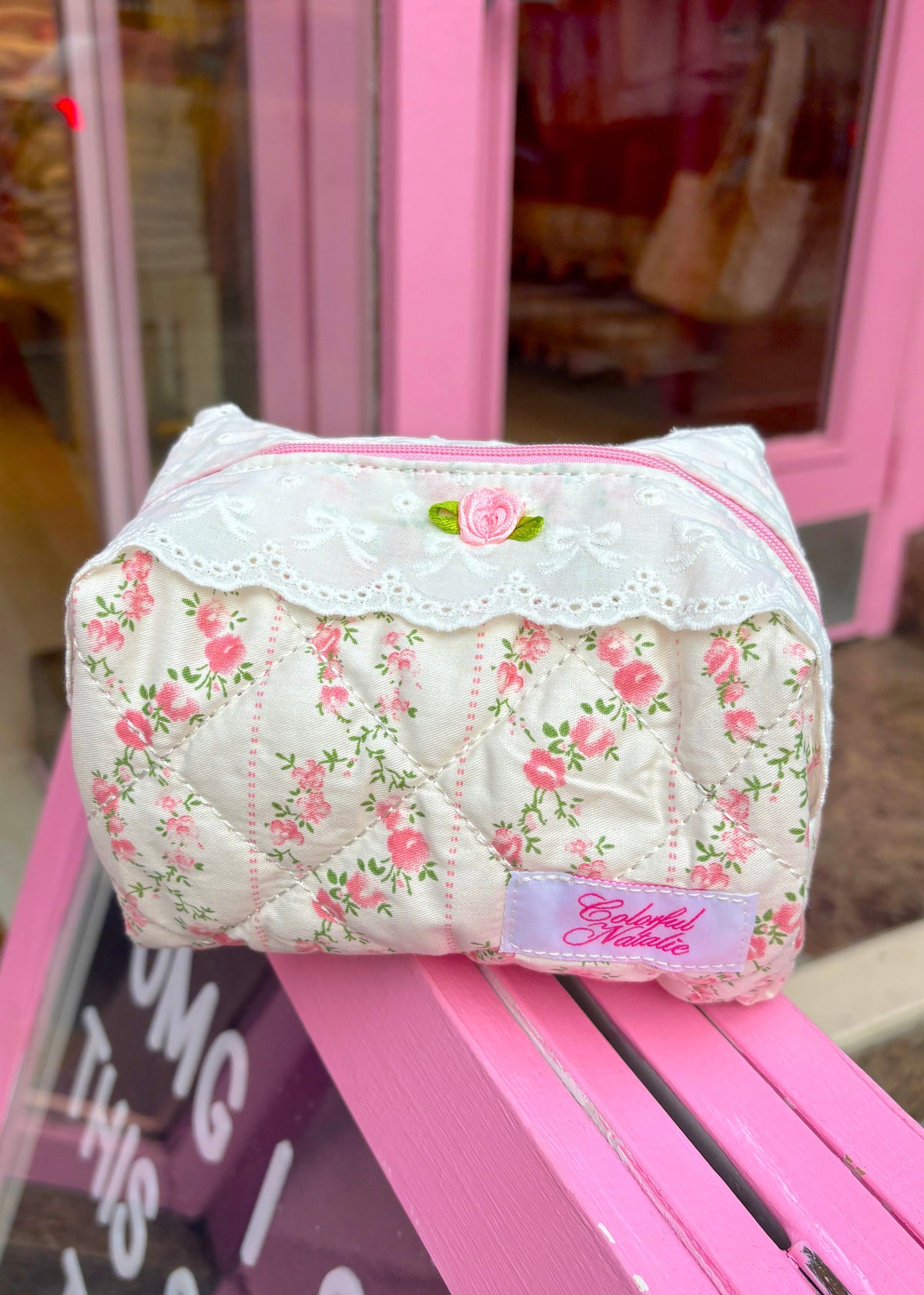 Bows On Florals Makeup Bag