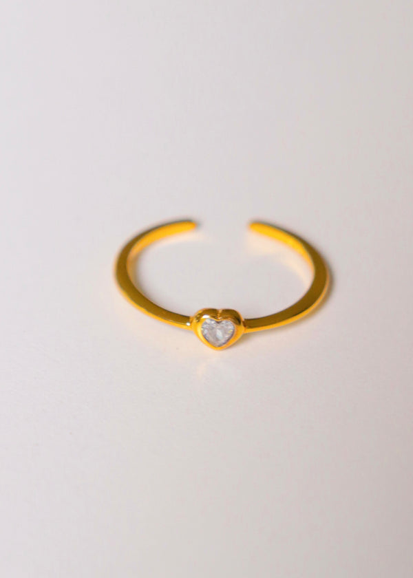 Mini CZ Heart Gold Ring