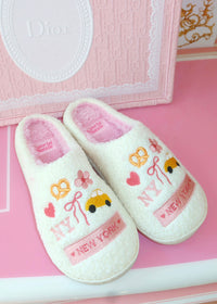 White NY Themed Slippers
