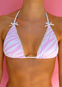 Nicole Pink Zebra String Bikini Top