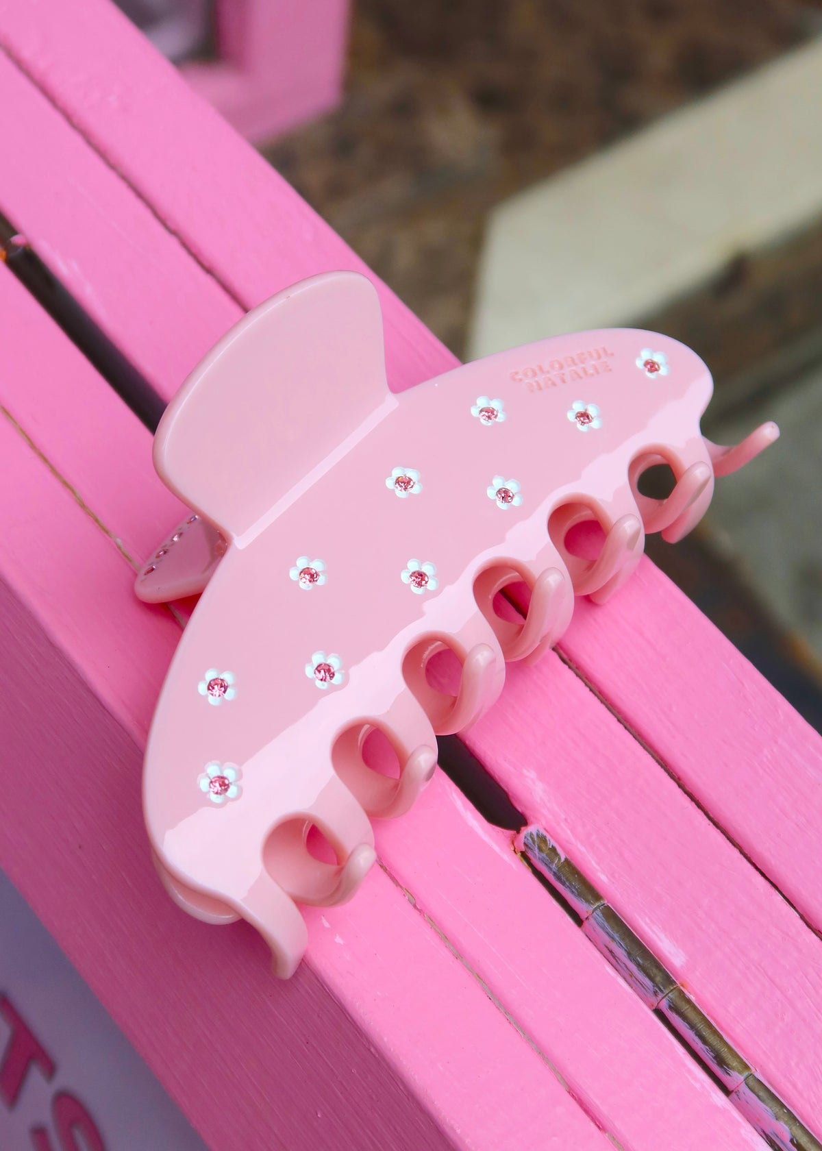 Blush Flower CZ Studded Hair Clip