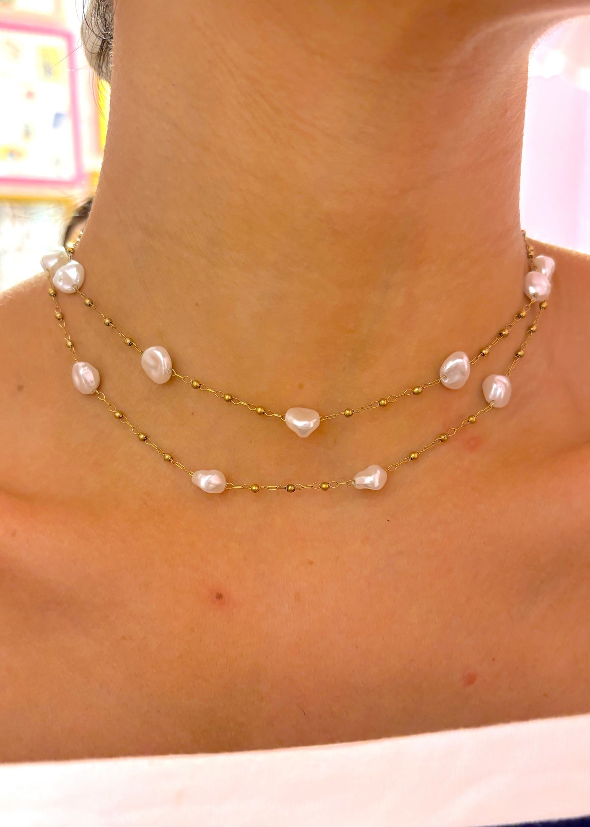 Pearl Long Chain Necklace