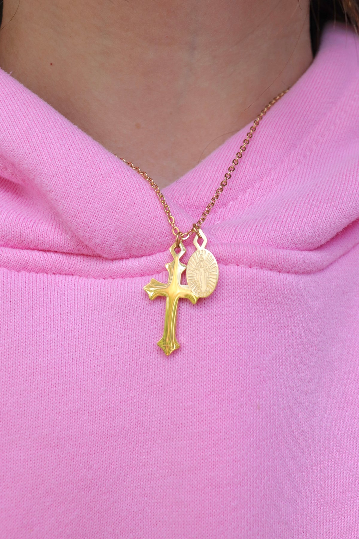 Gold Charm Cross Necklace