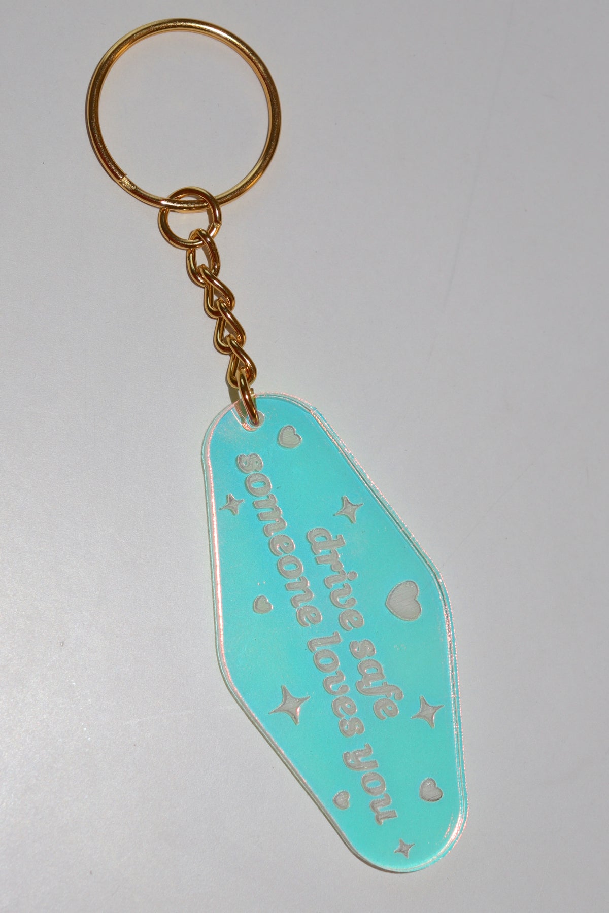 Drive Safe Iridescent Keychain